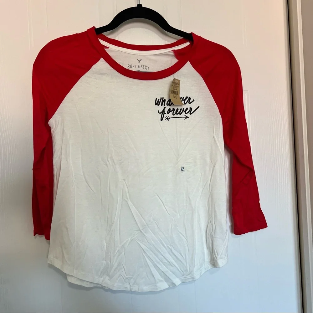 BRAND NEW WITH TAGS American Eagle Outfitters Red and White Tee - Picture 1 of 3